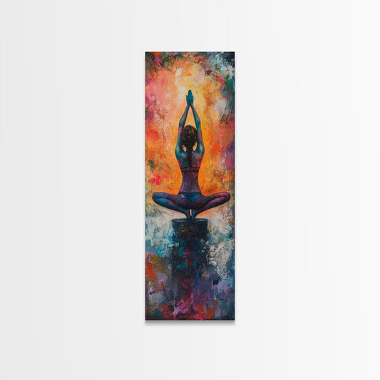 Yoga Art Framed Canvas Print Meditation Decor Zen Wall Art Vibrant Painting Vertical Art for Bedroom or Yoga Room