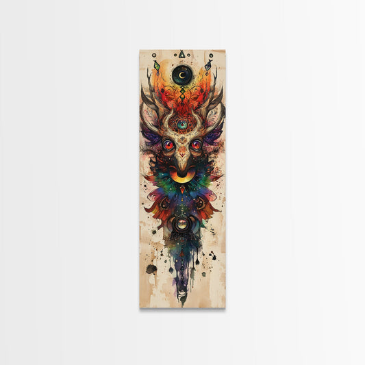 Enchanted Deer Canvas Print Featuring Sacred Geometry, Vibrant Color Palette, Boho Art And Ideal Living Room Rustic Wall Decor