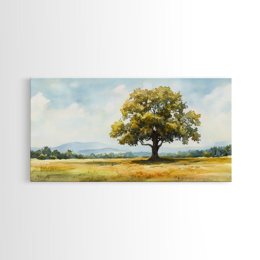 Oak Tree Art Landscape Painting Framed Canvas Print Rustic Decor Living Room Art Original Artwork Above Couch Wall Art Nature Scene