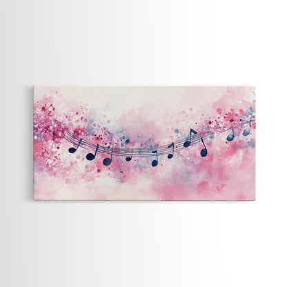Music Notes Canvas Print Pink Abstract Art Musical Gift Idea Therapy Room Decor Boho Minimalist Wall Art Living Room Accent