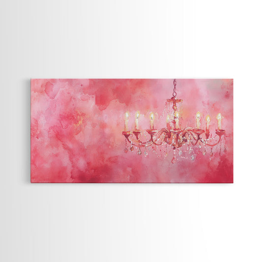 Pink Chandelier Canvas Print Glamorous Light Pink Wall Art Elegant Boho Minimalist Living Room Bedroom Art Framed Christmas Decor
