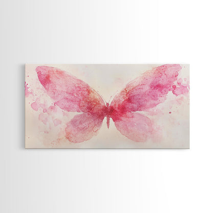 Pink Butterfly Canvas Print Whimsical Art Light Pink Wall Art Angel Art Prints Above Bed Wall Art Bedroom Decor Gift Idea