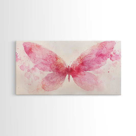 Pink Butterfly Canvas Print Whimsical Art Light Pink Wall Art Angel Art Prints Above Bed Wall Art Bedroom Decor Gift Idea