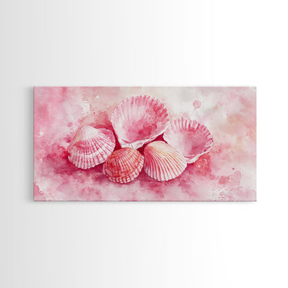 Coastal Shell Canvas Print | Pink Coastal Cowgirl Wall Art | Nautical Inspired Decor | Beach Themed Framed Artwork | Living Room Art