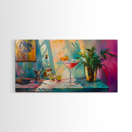 Martini Cocktail Canvas Print Colorful Bar Wall Art Vibrant Foodie Home Decor Gift Idea Kitchen Modern Party Drink Art Living Room