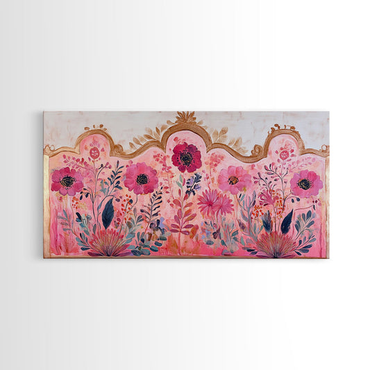 Wildflower Art Framed Canvas Print - Boho Rustic Decor Botanical Prints Gift Idea Living Room Art Wall Hanging Cottagecore Style