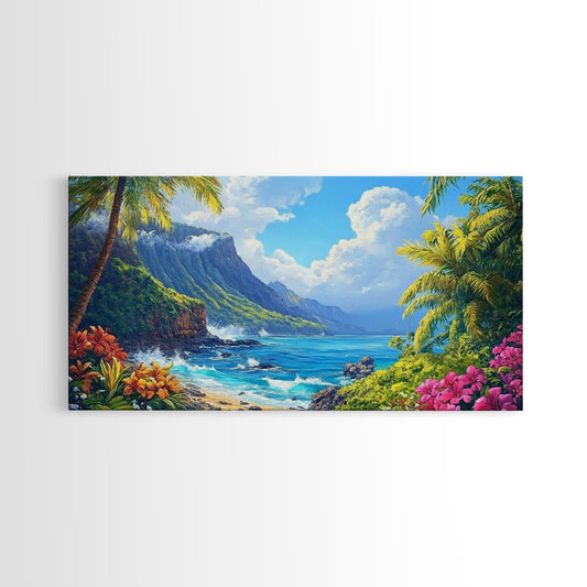 Tropical Beachscape Canvas Print Coastal Landscape Art Hawaii Decor Living Room Art Above Couch Art Nautical Wall Art Gift Idea