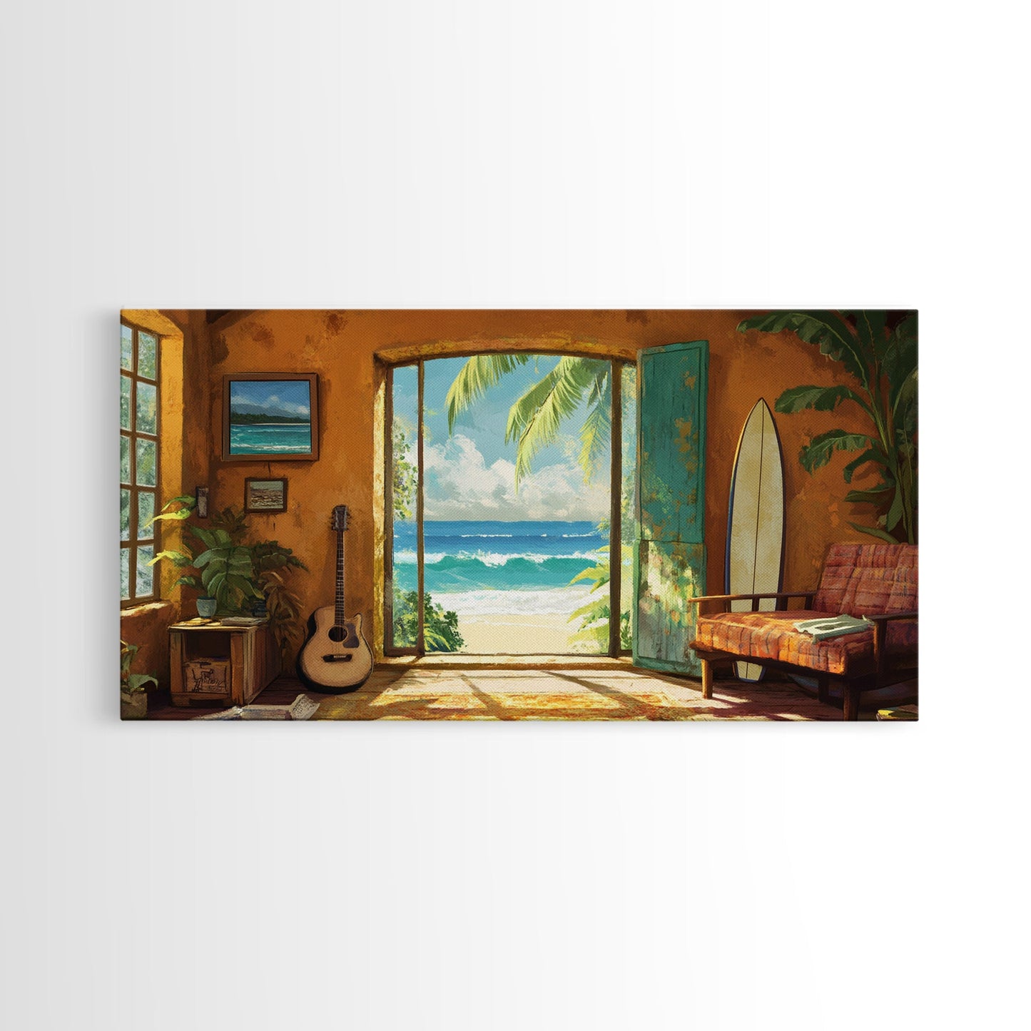 Ocean Retreat Leinwanddruck Küstendeko Rustikale maritime Wandkunst für über dem Sofa Tropische Strandzimmerkunst Bauernhauskunst Geschenkidee