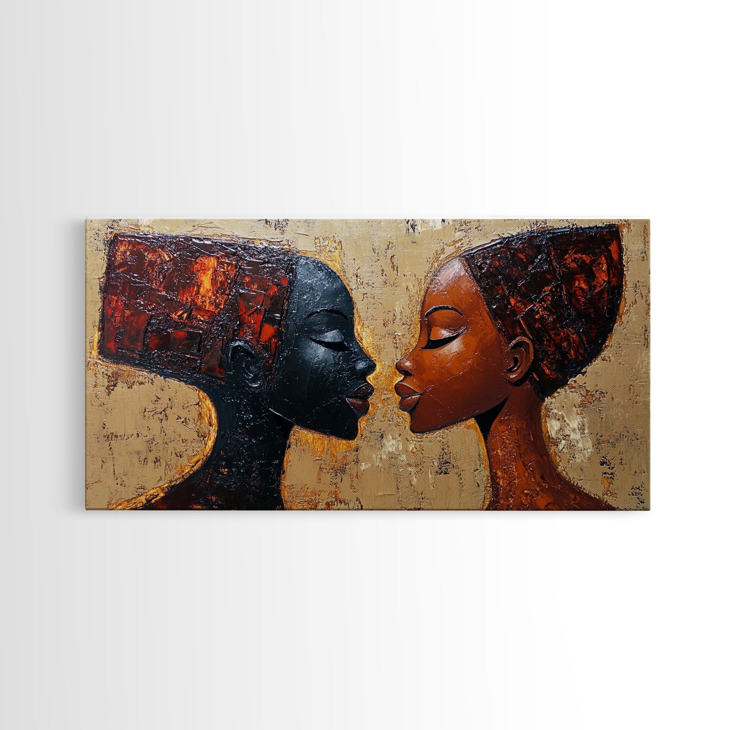 Bold African Women Framed Canvas Print, Afrocentric Art Wall Decor, Moody Bedroom Art, Unique Living Room Art Gift Idea