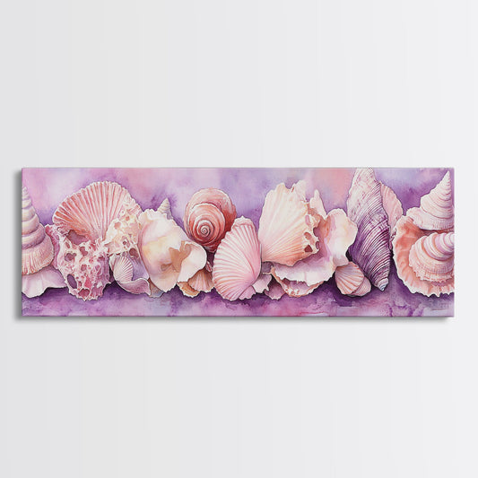 Seashell Canvas Print Coastal Decor Coastal Painting Nautical Wall Art Cottagecore Aesthetic Horizontal Wall Art Bedroom Art