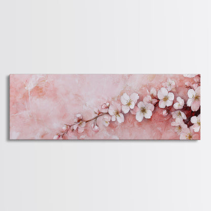 Cherry Blossom Branch Canvas Print, Light Pink Wall Art, Botanical Art, Bedroom Decor, Spring Floral Art, Rustic Wall Art