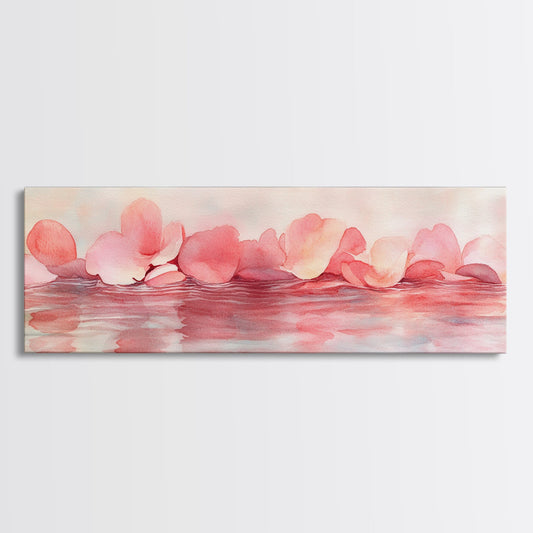 Petal Reflection Art Canvas Print Light Pink Wall Art Minimalist Cottagecore Décor Bedroom Living Room Artwork Rustic Horizontal Gift