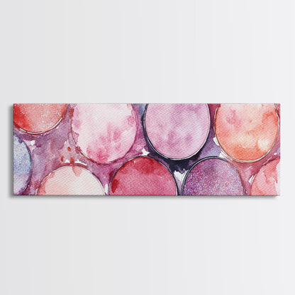 Glitter Eyeshadow Art Canvas Print Makeup Lover Decor Light Pink Abstract Wall Art Bedroom Aesthetic Makeup Room Glamorous Artwork