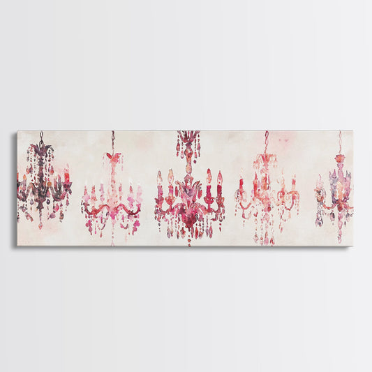 Vintage Chandelier Art Canvas Print Glamorous Living Room Decor Cottagecore Bedroom Art Victorian Style Pink Home Rustic Aesthetic