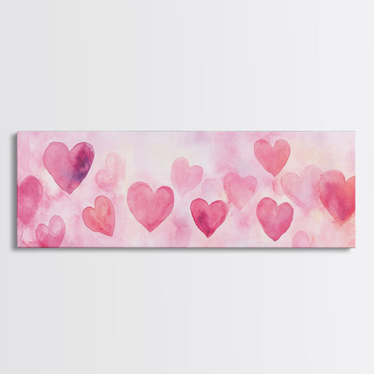Heart Art Canvas Print Cottagecore Rustic Decor, Light Pink Abstract Wall Art, Above Sofa Rustic Decor Dorm Gift Idea Her Artwork
