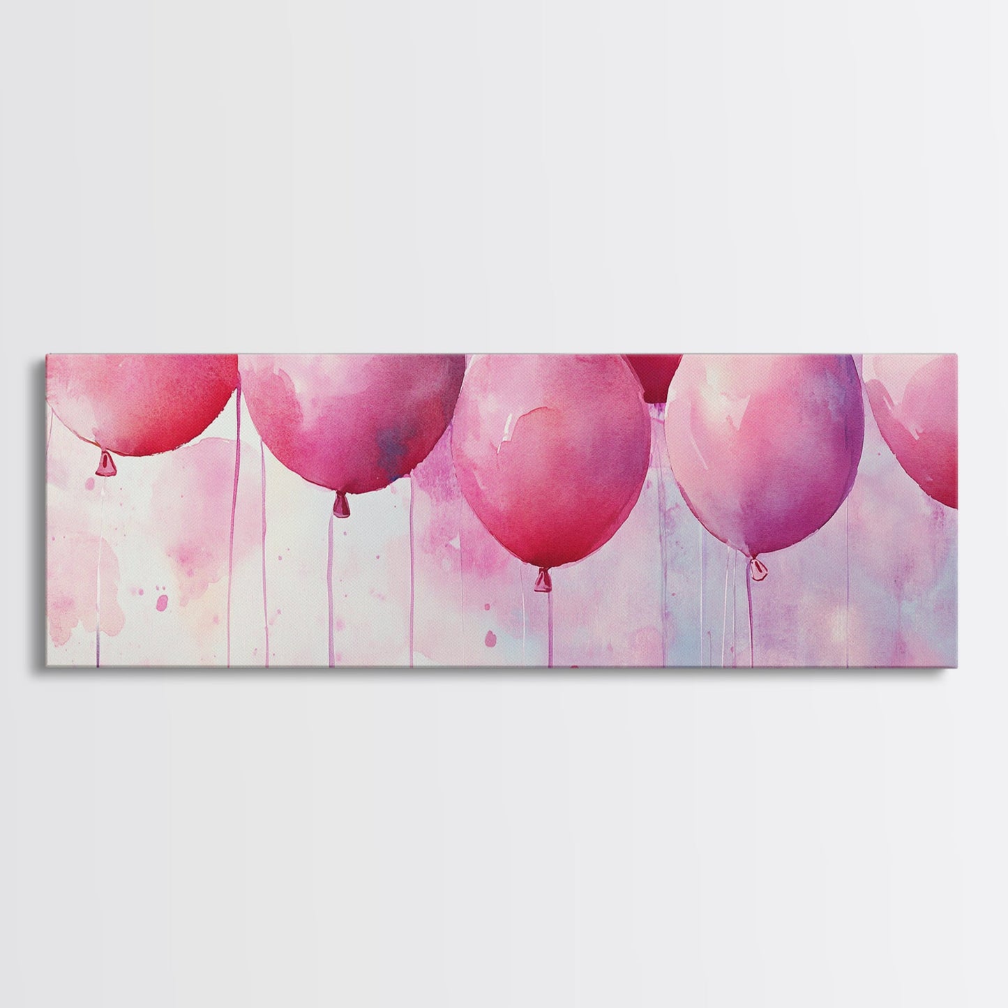 Balloon Party Canvas Print Whimsical Art Pink Abstract Art Light Pink Wall Art Above Sofa Decor Fun Kids Room Artwork Gift Idea