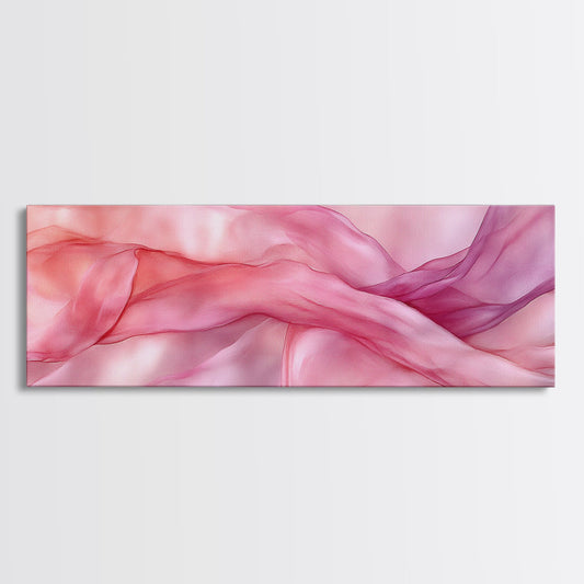 Light Pink Abstract Canvas Print Living Room Wall Art Horizontal Pink Wall Art Feminine Wabi Sabi Art Minimalist Extra Wide Art
