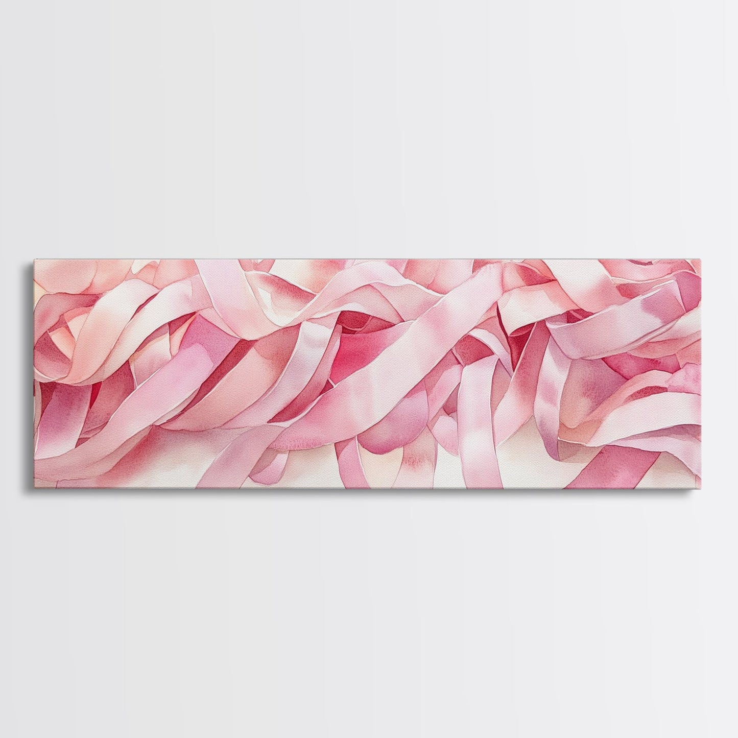 Abstract Ribbon Canvas Print Feminine Pink Abstract Artwork Horizontal Wabi Sabi Decor Minimalist Wall Art Above Sofa Framed Art