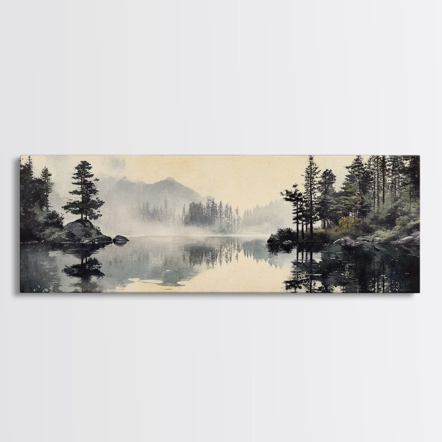 Tranquil Woodland Reflection Canvas Print, Lake Tahoe Art, Smoky Mountain Art, Coastal Landscape Art, Bedroom Art, Rustic Decor