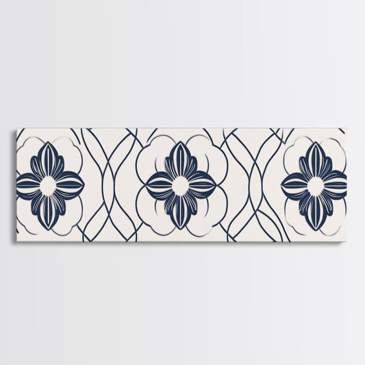 Floral Pattern Framed Canvas Print Moroccan Chinoiserie Botanical Prints Cottagecore Farmhouse Art Perfect Above Sofa Wall Decor