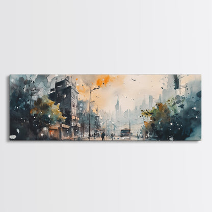 Moody Urban Streetscape Canvas Print, Lofi Art, Southwest Wall Art, Modern Cityscape Art, Above Couch Artwork, Urban Living Room Decor