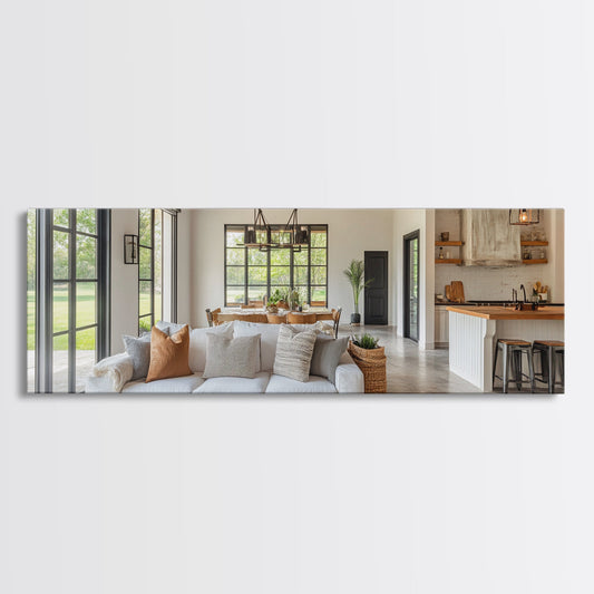 Modern Farmhouse Framed Canvas Print Rustic Minimalist Living Room Art Cottagecore Wabi Sabi Decor Elegant Above Couch Wall Art
