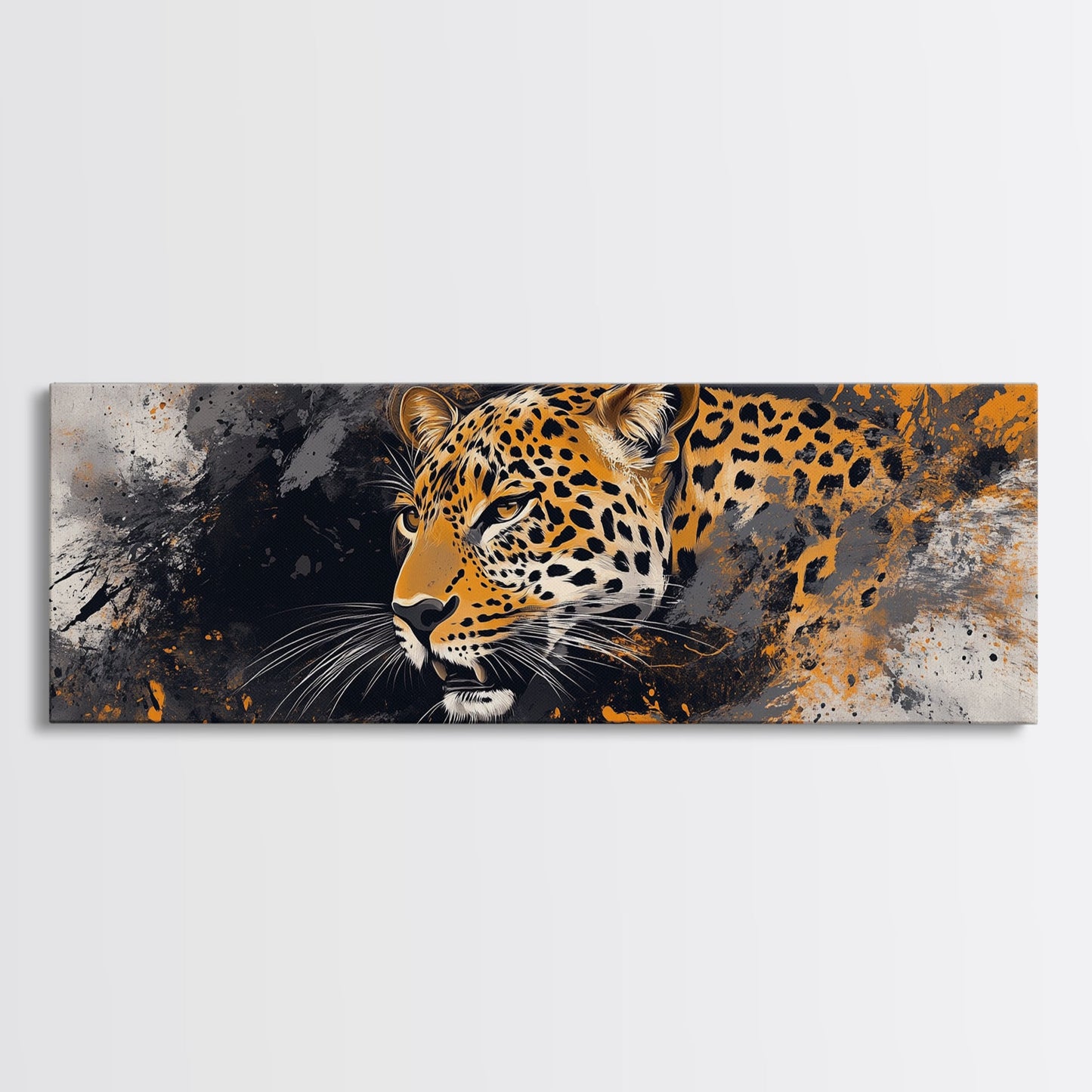 Dynamic Jungle Leopard Framed Canvas Print - Bold Wildlife Painting, African Wall Art, Safari Decor, Gift Idea For Him, Bedroom Wall Accent
