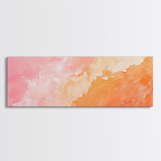 Textured Abstract Pink Canvas Print - Soft Peach and Coral Wall Art, Minimalist Fall Decor, Vibrant Pastel Bedroom Accent, Gift Idea