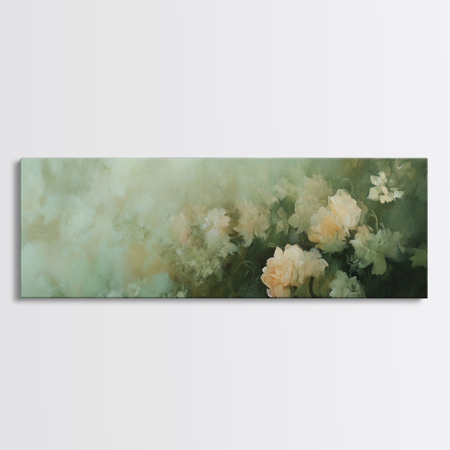 Soft Pastel Roses Framed Canvas Print – Rose Painting, Light Pink Wall Art, Rustic Wall Art, Minimalist Art, Guest Room Art