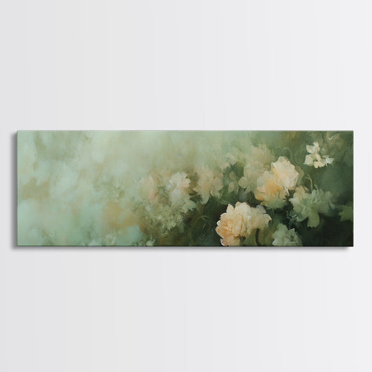 Soft Pastel Roses Framed Canvas Print – Rose Painting, Light Pink Wall Art, Rustic Wall Art, Minimalist Art, Guest Room Art