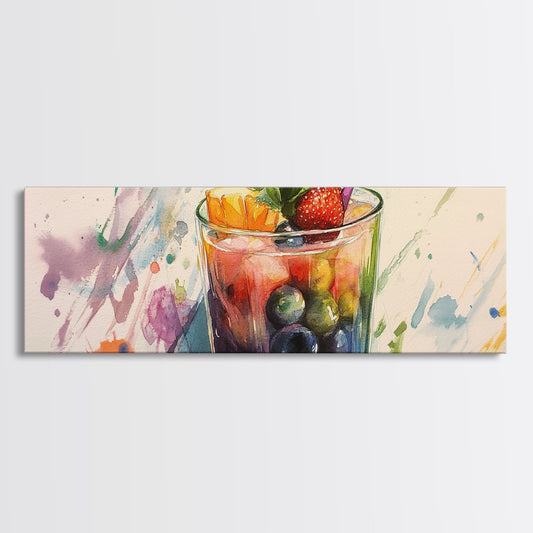 Canvas Print Vibrant Martini Wall Art Fruit of the Spirit Kitchen Art Horizontal Modern Decor Gift Idea Panoramic Painting