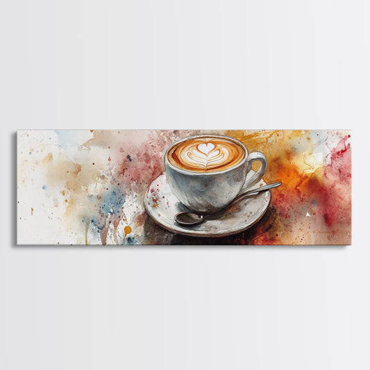 Rustic Coffee Painting Canvas Print, Espresso Martini Wall Art, Kitchen Gift Idea Modern Decor Whimsical Colorful Artwork