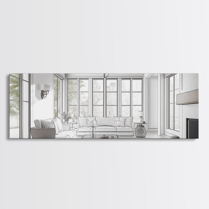 Extra Wide Canvas Print Living Room Art Modern Wabi Sabi Art Panoramic Neutral Design Rustic Farmhouse Minimalist Wall Decor