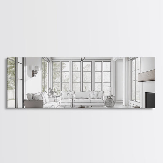 Extra Wide Canvas Print Living Room Art Modern Wabi Sabi Art Panoramic Neutral Design Rustic Farmhouse Minimalist Wall Decor