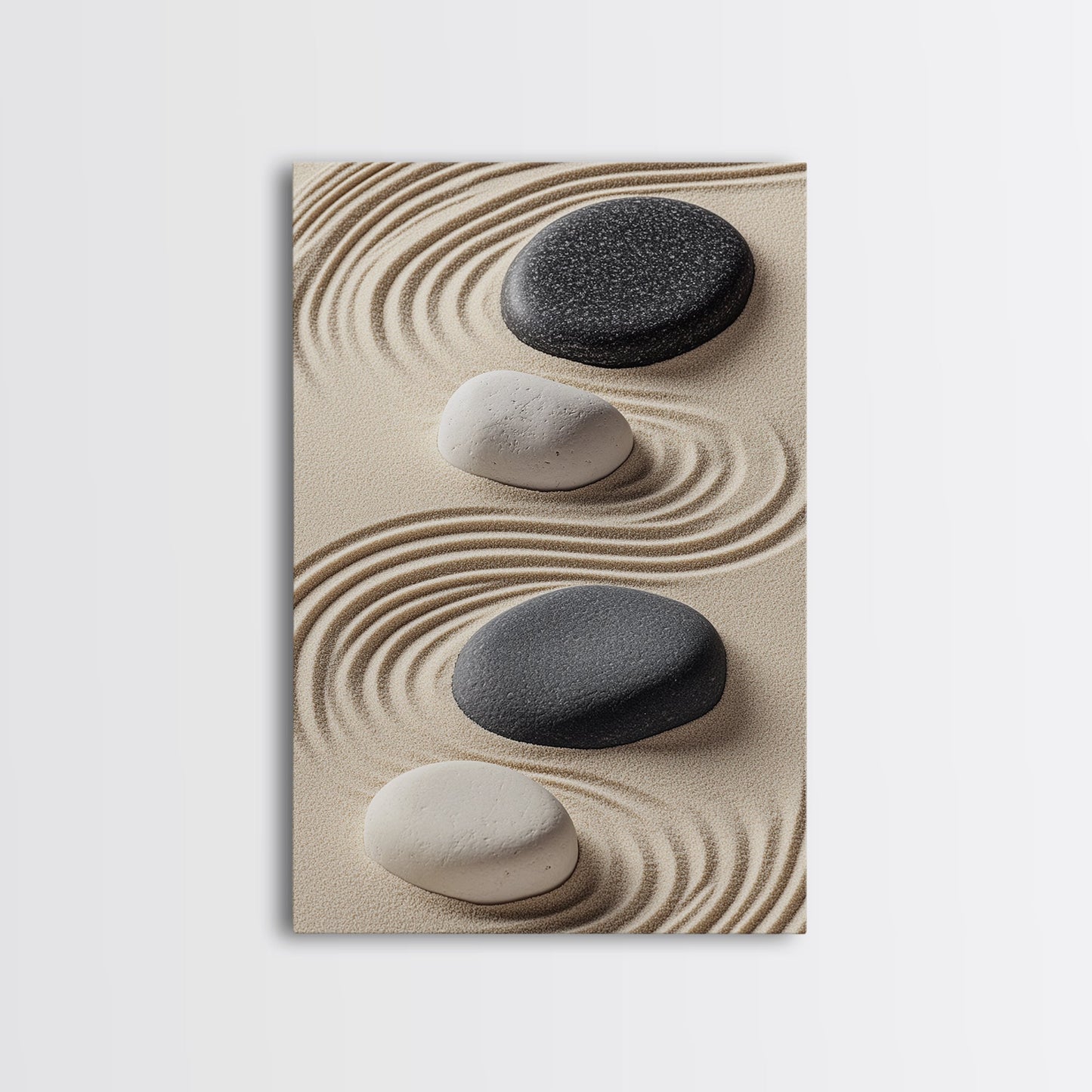 Black White Zen Stones Canvas Print Minimalist Zen Wall Art Wabi Sabi Artwork Rustic Zen Decor Living Room Art Bedroom Artwork