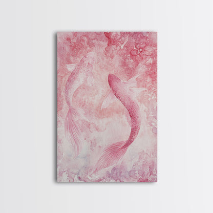 Canvas Print Koi Fish Painting Pink Abstract Art Zen Wall Art Minimalist Artwork Living Room Decor Gift Idea Bedroom Wall Art