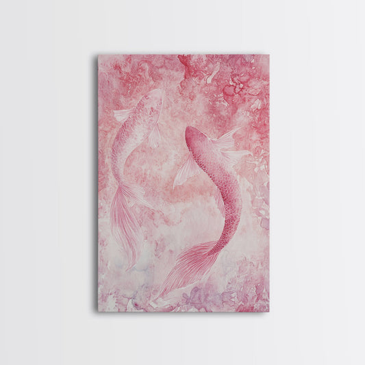 Canvas Print Koi Fish Painting Pink Abstract Art Zen Wall Art Minimalist Artwork Living Room Decor Gift Idea Bedroom Wall Art