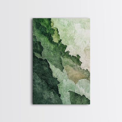 Textured Green Framed Canvas Print, Sage Green Wall Art, Modern Rustic Decor, Minimalist Bedroom Art, Vertical Skinny Wall Art