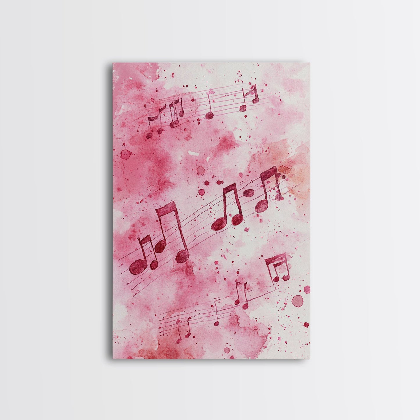 Musical Notes Canvas Print, Pink Abstract Watercolor Art, Music Lovers Gift, Therapy Wall Art, Light Pink Bedroom Living Room Decor