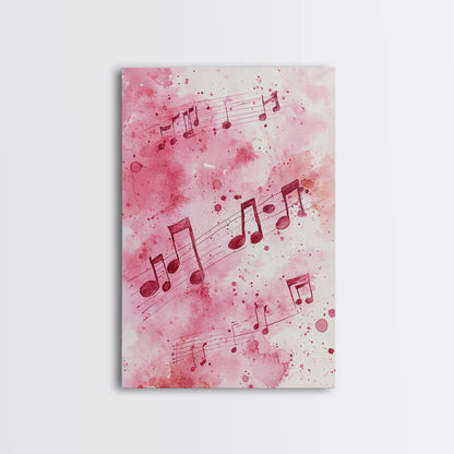 Musical Notes Canvas Print, Pink Abstract Watercolor Art, Music Lovers Gift, Therapy Wall Art, Light Pink Bedroom Living Room Decor