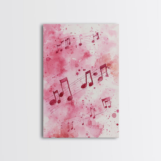 Musical Notes Canvas Print, Pink Abstract Watercolor Art, Music Lovers Gift, Therapy Wall Art, Light Pink Bedroom Living Room Decor