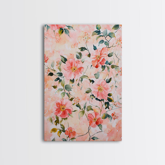 Cherry Blossom Painting Canvas Print Floral Wall Art Rustic Decor Bedroom Art Farmhouse Art Cottagecore Aesthetic Gift Idea