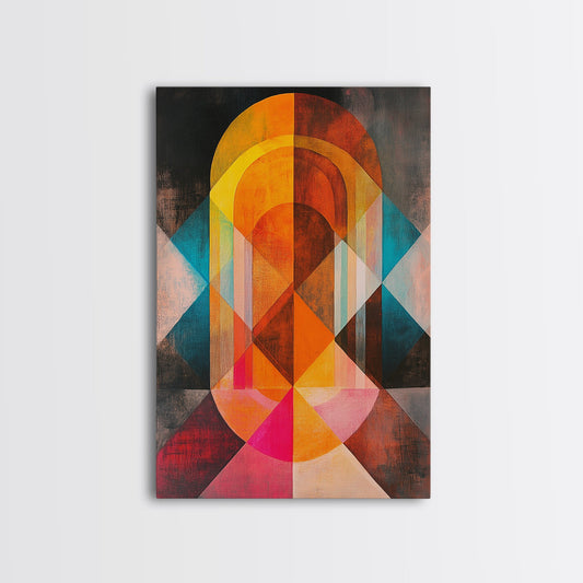 Warm Toned Abstract Canvas Print Geometric Shapes Living Room Art Colorful Home Decor Modern Art Piece Gift for Him or Her