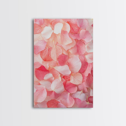 Petal Pink Botanical Prints Canvas Print Featuring Hydrangea Petals in Cottagecore and Farmhouse Aesthetic Home Wall Art Decor
