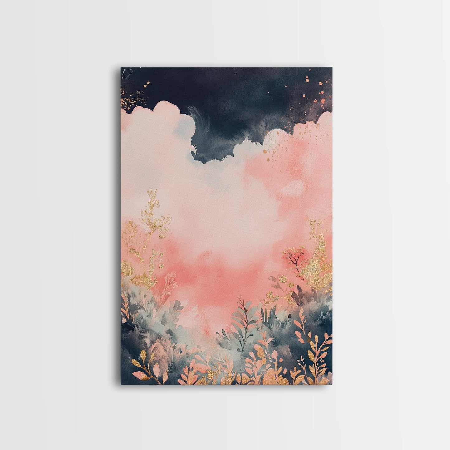 Moody dark romance painting with gold accents framed canvas print autumn-inspired wall decor rustic wabi sabi art farmhouse gift