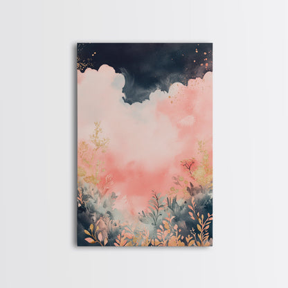 Moody dark romance painting with gold accents framed canvas print autumn-inspired wall decor rustic wabi sabi art farmhouse gift