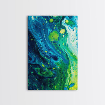 Blue and Green Abstract Canvas Print, Stunning Geometric Wall Art Ideal for Nautical Decor or Contemporary Above Couch Wall Art