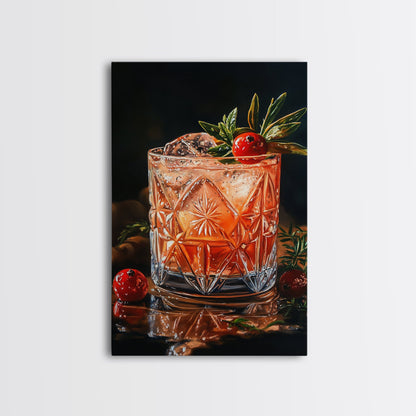 Cranberry Cocktail Canvas Print | Food Review Kitchen Art | Espresso Martini Wall Art | Rustic Kitchen Bar Decor Gift Idea Artwork
