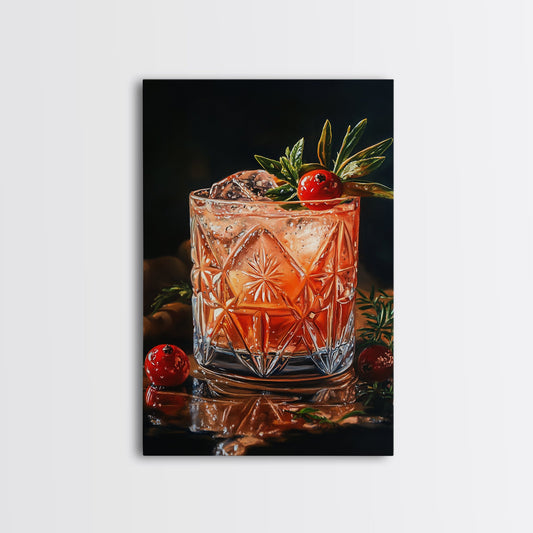 Cranberry Cocktail Canvas Print | Food Review Kitchen Art | Espresso Martini Wall Art | Rustic Kitchen Bar Decor Gift Idea Artwork