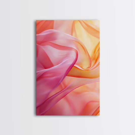 Sheer Pink and Orange Canvas Print with Light Pink Wall Art Aesthetic and Minimalist Zen Decor for Bedroom or Guest Room